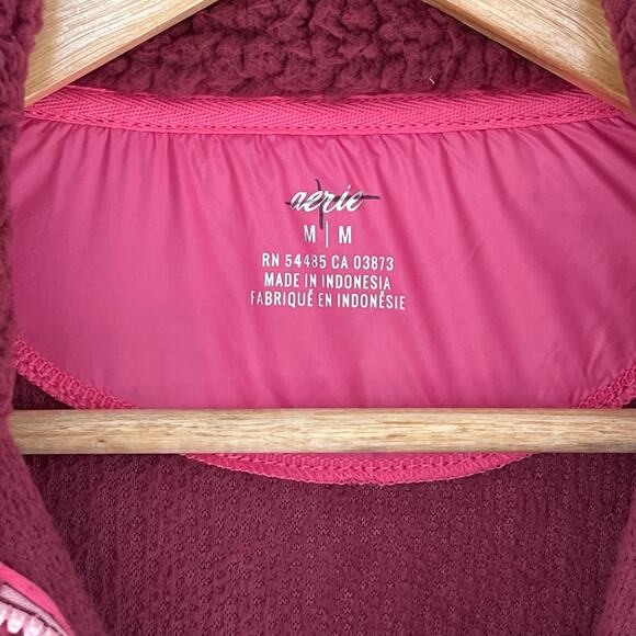 Aerie Dream Sherpa Shearling Sweatshirt Sz M Pink Quarter Zip Pullover Gorpcore - Picture 5 of 8
